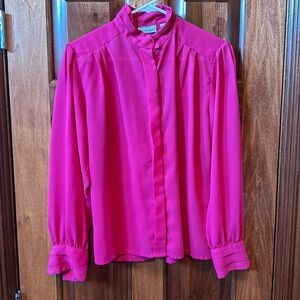 Blair Bouty Long-Sleeve Bright Pink Blouse Shirt Size 10